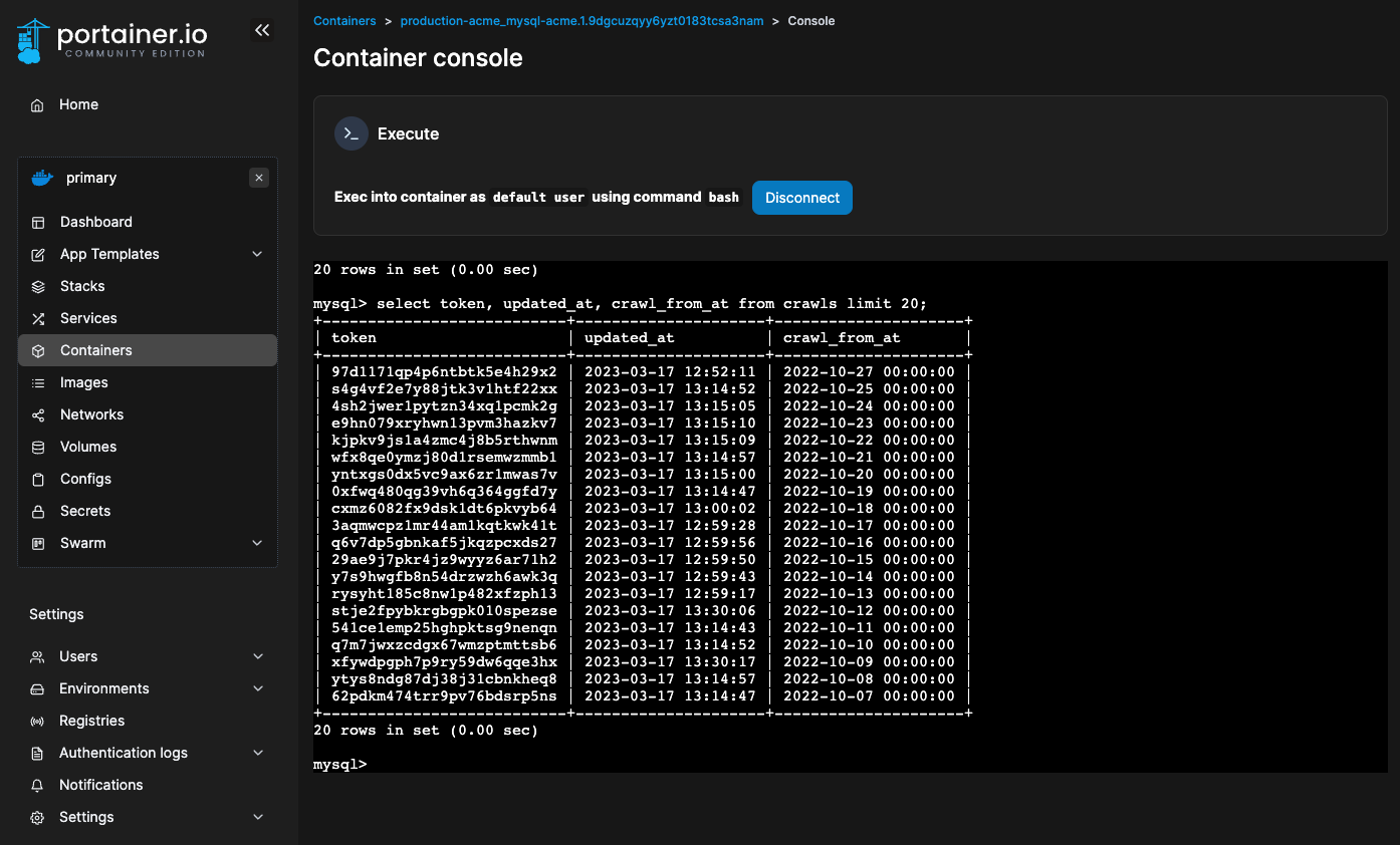 Interact with containers with Terminal access.